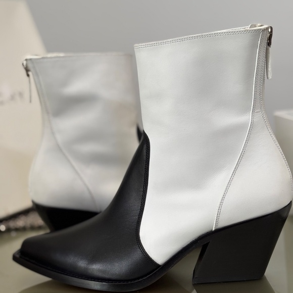 Givenchy Leather Cowboy Boots Color Block Black and White Western Ankle Bootie - Picture 7 of 14